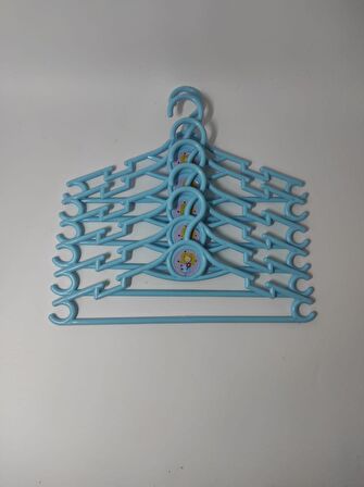  Çocuk Elbise Askısı  6'lı  Mavi Bebek Kıyafet  Askısı 30*15 cm 