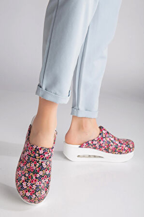 Ortopedik Sabo Terlik Doktor Hemşire Hastane Aşçı Terliği Kadın Çiçek Desenli