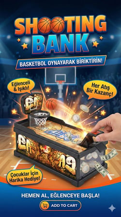 Biriktirme Para Kasası Çocuk Hediyesi Shoting Bank Masaüstü Oyun Basketbol Kumbara