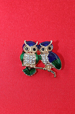 Baykuş broş. Taşlı tasarım broş. Yaka iğnesi broş. Kadın broş. Broş. Erkek broş. Unisex