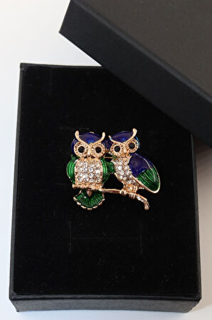 Baykuş broş. Taşlı tasarım broş. Yaka iğnesi broş. Kadın broş. Broş. Erkek broş. Unisex