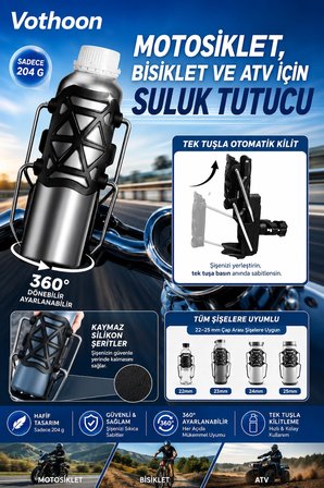 Bisiklet Motosiklet Atv Ve Scooter Uyumlu Matara Suluk Tutucu Gidon Bağlantılı Esnek Gövdeli Şişe Aparatı