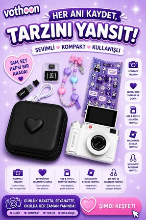 4k Çantalı Dijital Retro Video Kamera 48mp 16x Zoom Işıklı (32gb) Kart Dijital Fotoğraf Makinesi Beyaz