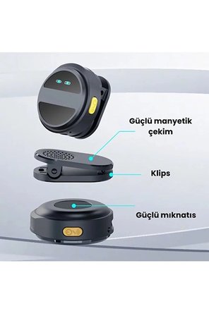 2 Adet Profesyonel Kablosuz Yaka Mikrofonu Typce Uyumlu Manyetik Klipsli