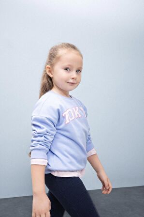 DeFacto Kız Bebek Bisiklet Yaka Baskılı İçi Yumuşak Tüylü Sweatshirt D7871A525SPBE551