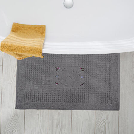 Homedius Banyo Çiçekli Pamuklu Ayak Havlusu 50x70cm 