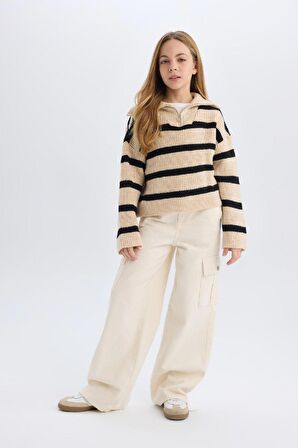 Kız Çocuk Wide Leg Kargo Geniş Paça Jean Pantolon