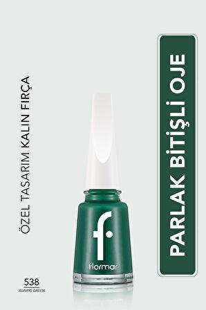 Flormar Klasik Parlak Bitişli Yüksek Pigmentli Oje - Nail Enamel -538 Always Green- 8682536047814