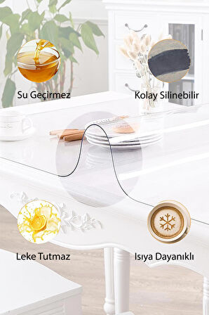 En 70/80/90/100 cm Şeffaf Pvc Kalın Kaymaz Masa Örtüsü Koruyucusu 