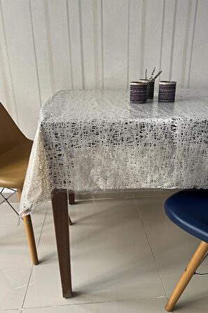 Pvc Şeffaf kaplamalı silinebilir muşamba masa örtüsü ipli 1041-A