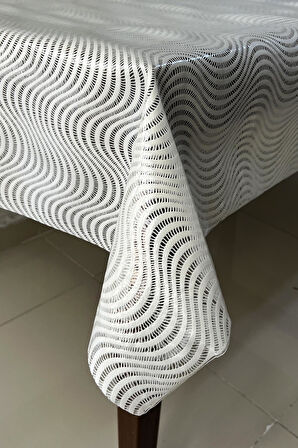 Pvc Şeffaf kaplamalı silinebilir muşamba masa örtüsü Çizgili_1032-F