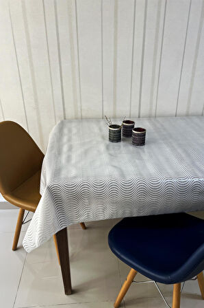 Pvc Şeffaf kaplamalı silinebilir muşamba masa örtüsü Çizgili_1032-F