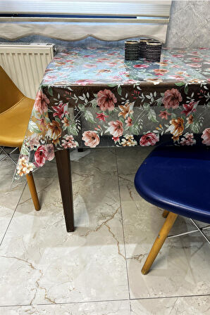 Pvc Şeffaf kendinden desenli Masa Örtüsü çiçek 1186-4