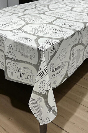 Boyanabilir Pvc elyaf tabanlı Silinebilir Muşamba Masa Örtüsü_şehir
