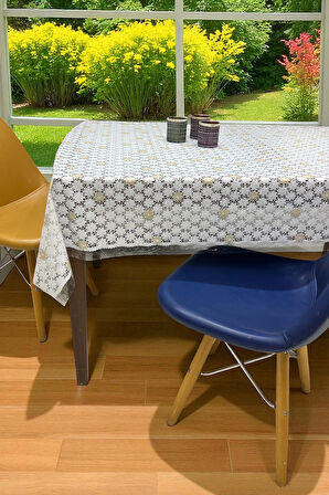 Pvc Şeffaf kaplamalı silinebilir muşamba masa örtüsü papatya 62-B