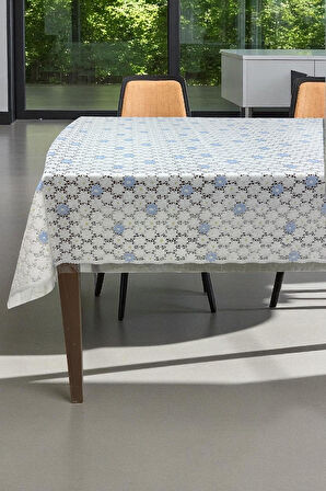 Pvc Şeffaf kaplamalı silinebilir muşamba masa örtüsü papatya 62-B