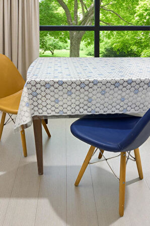 Pvc Şeffaf kaplamalı silinebilir muşamba masa örtüsü papatya 62-B