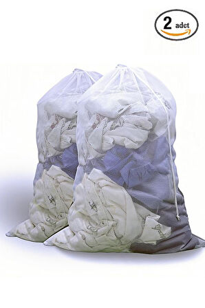 Büzgülü Çamaşır Yıkama Filesi 2'li Set – 40x60 cm Dayanıklı Koruyucu Çamaşır Torbası