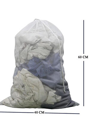 Büzgülü Çamaşır Yıkama Filesi 2'li Set – 40x60 cm Dayanıklı Koruyucu Çamaşır Torbası