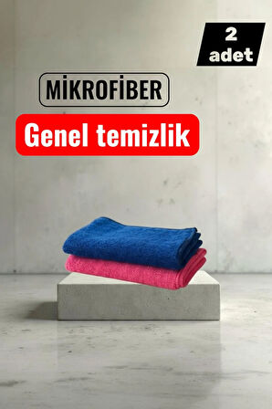 2'li Mikrofiber Temizlik Bezi 40x40 cm – Leke Bırakmaz, Yüksek Emicilik