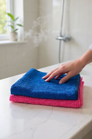 2'li Mikrofiber Temizlik Bezi 40x40 cm – Leke Bırakmaz, Yüksek Emicilik