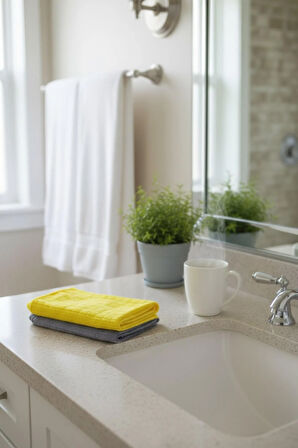 2'li Kadife Mikrofiber Temizlik Bezi 40x40 cm – Yumuşak Doku, Leke Bırakmaz, İz Yapmaz