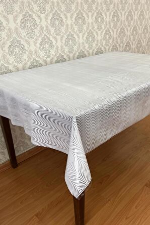 Pvc Şeffaf kaplamalı silinebilir muşamba masa örtüsü Çizgili_1032-F