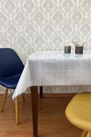 Pvc Şeffaf kaplamalı silinebilir muşamba masa örtüsü Çizgili_1032-F