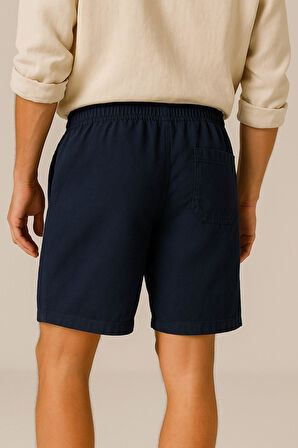 Erkek Cepli Keten Dokulu Şort