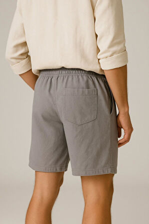 Erkek Cepli Keten Dokulu Şort