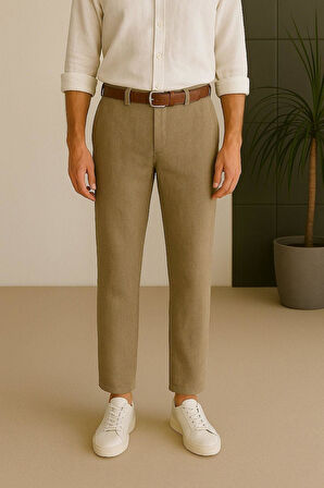 Erkek Keten Pantolon – Nefes Alabilir, Rahat Kesim Günlük Giyim -Geniş Beden Aralığı-