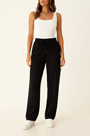 Kadın Pantolon – Yüksek Bel, Bağcıklı, Salaş Rahat Kalıp, Günlük Ve Şık Kullanım