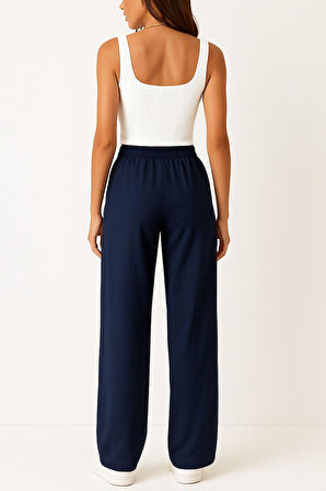 Kadın Pantolon – Yüksek Bel, Bağcıklı, Salaş Rahat Kalıp, Günlük Ve Şık Kullanım