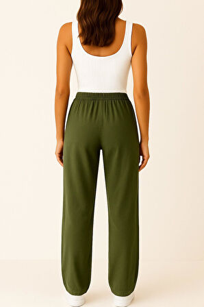 Kadın Pantolon – Yüksek Bel, Bağcıklı, Salaş Rahat Kalıp, Günlük Ve Şık Kullanım