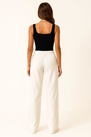 Kadın Pantolon – Yüksek Bel, Bağcıklı, Salaş Rahat Kalıp, Günlük Ve Şık Kullanım