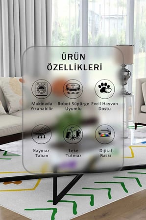 Yıkanabilir Kaymaz Taban Dijital Baskılı Halı ve Yolluk – Leke Tutmaz Salon & Mutfak Halısı