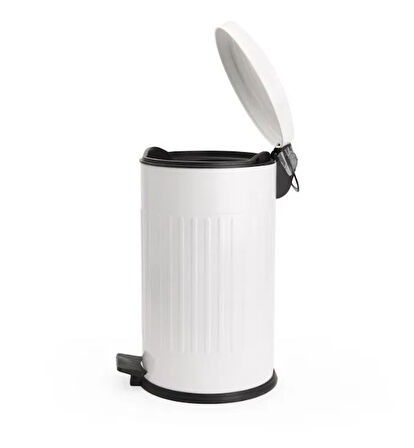 Vintage 12 Lt Yavaş Kapanır Kapaklı Ofis Mutfak Banyo Balkon Çöp Kovası Beyaz