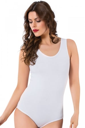 Moda Çizgi Bayan Kalın Askılı Body 238 Beyaz