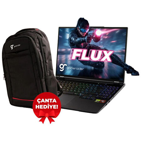 GameRaider FLUX GR16 AMD Ryzen 9-8940HX 64GB DDR5 2TB SSD RTX 5060 8GB 115W 16 inç 2.5K QHD+ 180Hz FreeDos Gaming Laptop