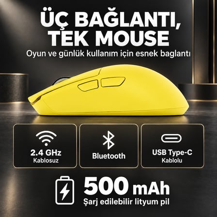 GameRaider GR3S Sunshine PixArt 3395 Sensör Kablosuz Gaming Mouse