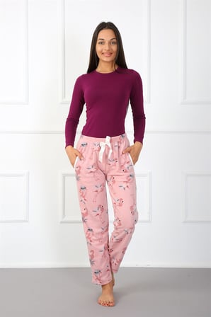 Moda Çizgi Bayan Welsoft Polar Tek Alt Pijama 210044 Pembe