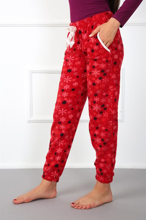 Moda Çizgi Bayan Welsoft Polar Tek Alt Pijama 210040 Kırmızı