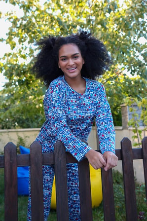 Moda Çizgi Kadın Penye Bol Paça Pijama Takım 4125 Mavi