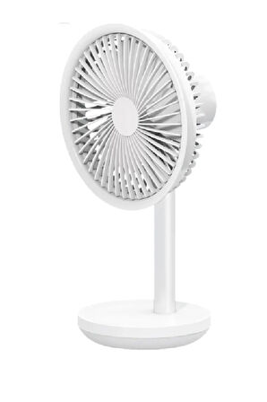 Vantilatör Usb Şarj Masaüstü Şarjlı Otomatik Döner Başlıklı Vantilatör Elektrik Fan Beyaz