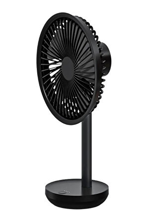 Vantilatör Usb Şarj Masaüstü Şarjlı Otomatik Döner Başlıklı Vantilatör Elektrik Fan Siyah