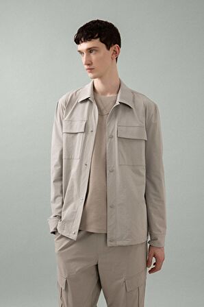 DeFacto Regular Fit Polo Yaka Çıtçıt Kapamalı Cepli Teknik Gömlek Ceket B7396AX24SPGR323