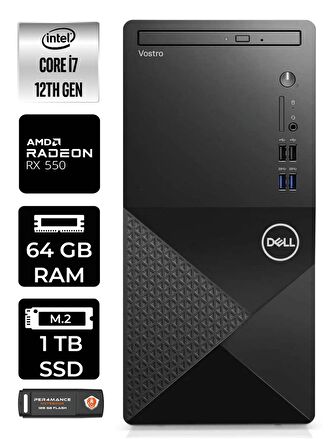 DELL VOSTRO i7 12700 64GB RAM 1TB SSD RX550/4GB FDOS N7598VDT3910 MASAÜSTÜ PC & PER4 BELLEK