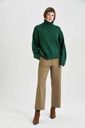 DeFacto Gabardin Kumaş Pantolon Straight Fit Cepli Yüksek Bel Düz Paça B5725AX23AUKH203