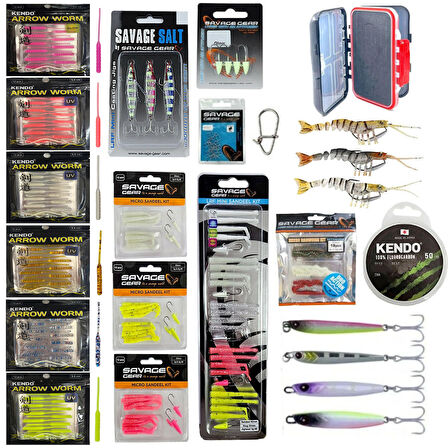 Yek Outdoor Savage Gear 172 Parça Yüksek Kalite LRF Yapay Silikon & Jig Yem Seti - Full Çeşit 