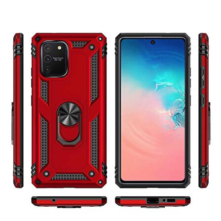 Gpack Samsung Galaxy S10 Lite Kılıf Vega Standlı Yüzüklü MıknatıslıNano Glass